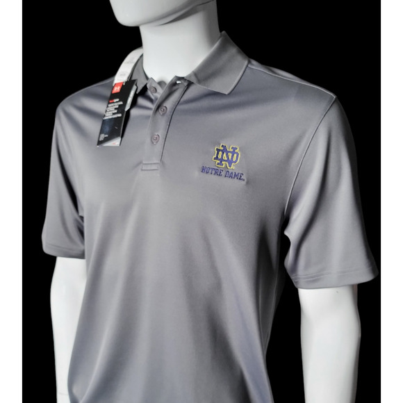 NWT UNDER ARMOUR Notre Dame Fighting Irish Golf Polo Shirt Grey Men’s Size M - Picture 6 of 11